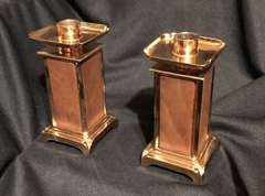 Pair Dirk Van Erp Candlesticks with Mahogany inserts. Rare. 